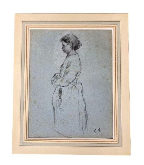 Drawing of a Woman, drawing on paper, Camille Pissarro (1830-1903)