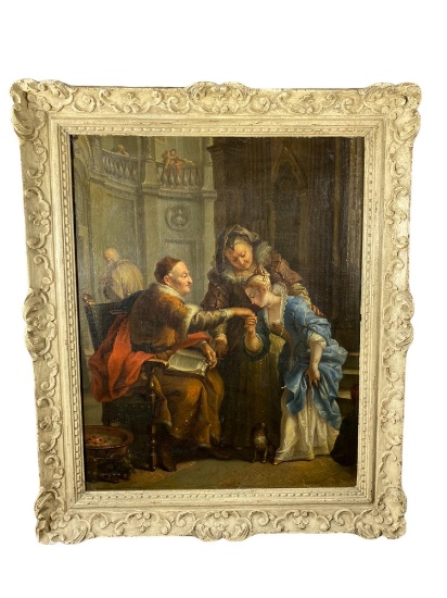 Bowing Before A Catholic Dignitary, Oil on Canvas, 18th c.