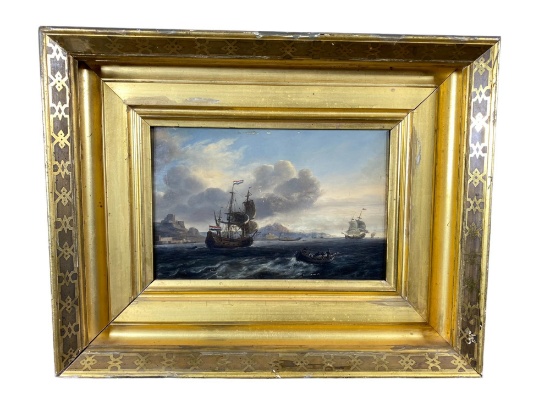 School of Jan Theunisz. Blanckerhoff (1628-1669) Amsterdam Man of War Setting off