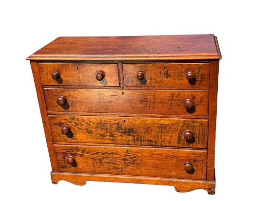 Antique 19th c. Pine Five Drawer Dresser