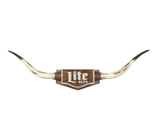 Vintage Miller Lite Beer Bull Horns Plastic Lighted Sign