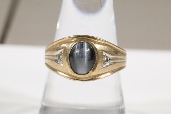10k Gold Size 10 Men's Ring Cat's eye 4.24 Grams