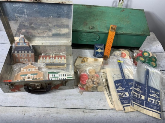 Vintage Steel Boxes, Carbontainer, Milk Bottle Tops, Milk Related Ephemera, Cat's Meow & More