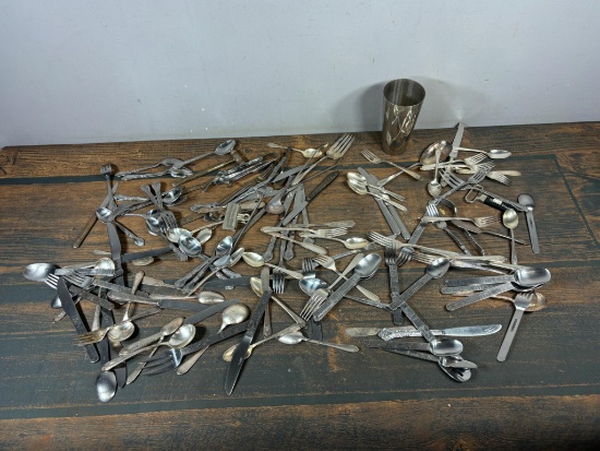 Group of Stainless and Silver Plate Flatware