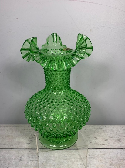Fenton Vintage Springtime Green Vase with Original Label