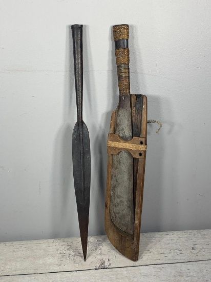 Antique Iron Spear Head and an Antique Bolo Knife