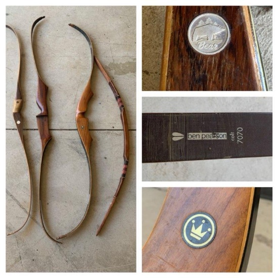 Vintage Wood Bows: Kodiak Bear, Ben Pearson Colt 7070, Sovereign Knight, and More