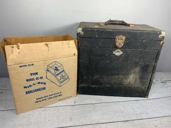Antique National Cabinet Company Portable Dentist Tool Case, Vintage Amalgamator, and More