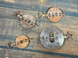 Four Antique Griswold Cast Iron Steel Spindle Stove Flue Dampers