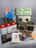Vintage Pepsi SIgn, Jell-O Thermometer, Stereo Receiver, Kitchen Container Set, Tonka Truck & More