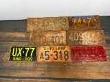 Group of Vintage License Plates Including Nice Ohio 1935