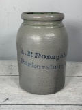Antique A. P. Donaghho, Parkersburg, WV Stoneware Crock