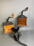 Antique Enterprise No. 00 Cast Iron, and 2 Wood and Cast Iron Coffee Grinders