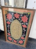 1940s Folk Art Hooked Rug in Frame w/Background info