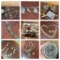 Large Lot of Mixed Costume Jewelry, Some Sterling Silver and Unique Indian Head Lid Beaded Ring Box