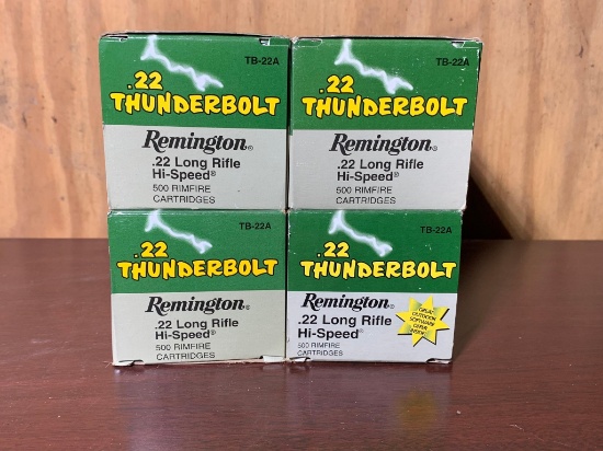 Four Full Boxes of Remington .22 Thunderbolt Long Rifle Rimfire Bullets