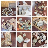 Plastic Container Full of Cut, Polished and Unpolished Stones With Quartz and other Gemstone