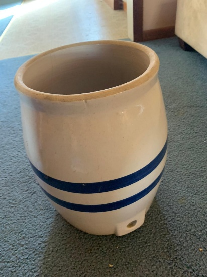 Newer Stoneware Crock with assorted Pocket Change coins