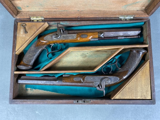 Cased Pair of English made Dueling Pistols William Moore & Co. New York Importer Marks NOFFL