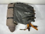 Civil War Reenactor Tarred Knapsack and Two Blankets