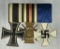 German WWI - WWII 3 Place Medal Bar with EK2 Hindenburg Cross and 25 Year Service Cross
