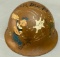 Spectacular WWII Painted U.S. Capture Type 90 Japanese Helmet Popeye Clobbering Japanese Soldiers