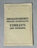 WWII Nazi German Polish General Government 1943 ID Identification Card Filled in & Photo