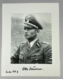 WWII Nazi German General Otto Kumm Post War Autograph & Photograph - Knight's Cross Recipient