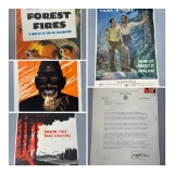 Group Lot of 4 WWII Era Forest Fire Posters Plus Letter
