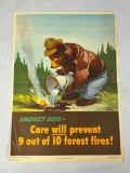 Early WWII Era Smokey the Bear Forest Fire Poster