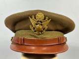 WWII U.S. Army Officer's Visor Hat - Cap Crusher Style
