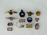 WWII U.S., British, Canadian & Italian Sweetheart - Lapel Pin Lot