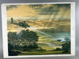 Post Vietnam 1979 Patrick Sullivan Original Painting U.S. Army Helicopter Attacking a Tank