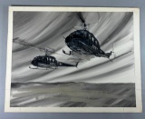 c1970s - Post Vietnam Original Painting - 2 U.S. Attack Helicopters