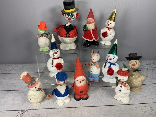 Vintage Group of Christmas Candy Holders Snowmen and Santas