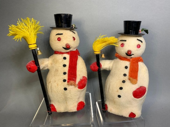 Pair of Vintage Japan Modern Toys Battery Operated Snowmen