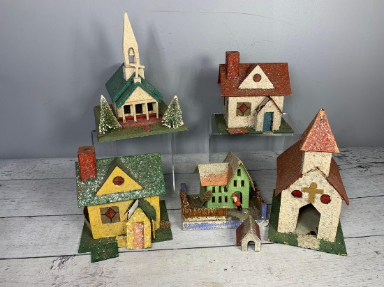 Group of Vintage Putz Buildings Made in Japan