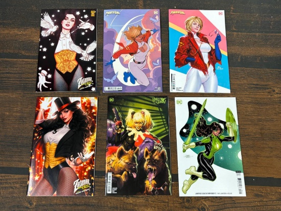 Six DC Comics: Zatanna, Power Girl, Harley Quinn