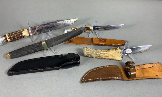 Group Lot of Assorted Vintage Knives Including Case
