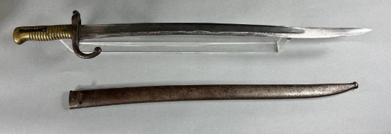 French Franco Prussian War M1866 Chassepot Bayonet with Scabbard St. Etienne 1868