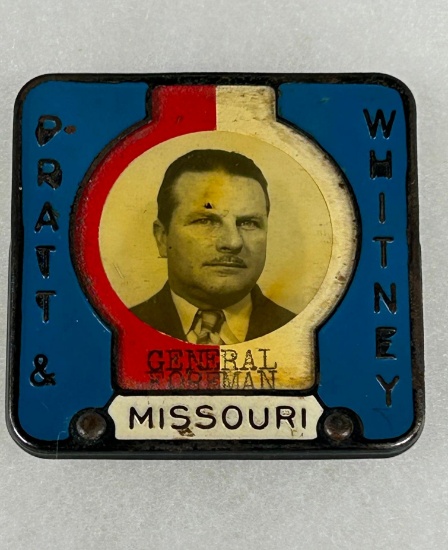WWII Era Homefront Pratt & Whitney Missouri Employee Photo Identification Badge