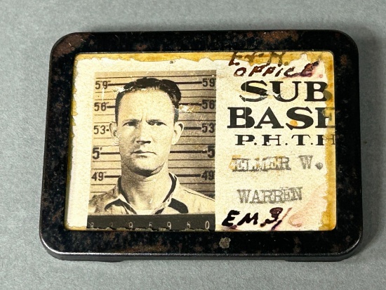 WWII U.S. Navy Pearl Harbor Hawaii Submarine Base Photo ID Badge
