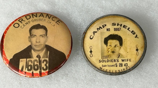 WWII Camp Shelby, Mississippi and Camp Gruber Oklahoma Photo ID Badges