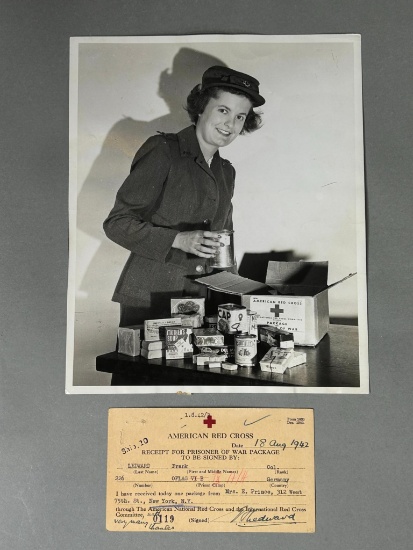 WWII Receipt for Prisoner of War Package - POW German Stalag Oflag VI B & ARC Photograph