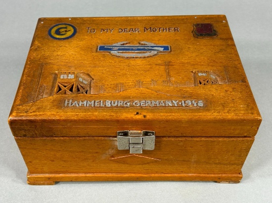 WWII Constabulary & 22nd Field Artillery Souvenir Jewelry Box Hammelburg Germany 1946