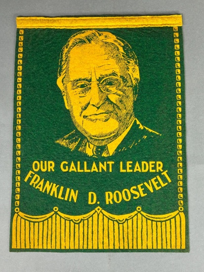 WWII Patriotic Homefront Banner - Pennant - OUR GALLANT LEADER FRANKLIN D. ROOSEVELT