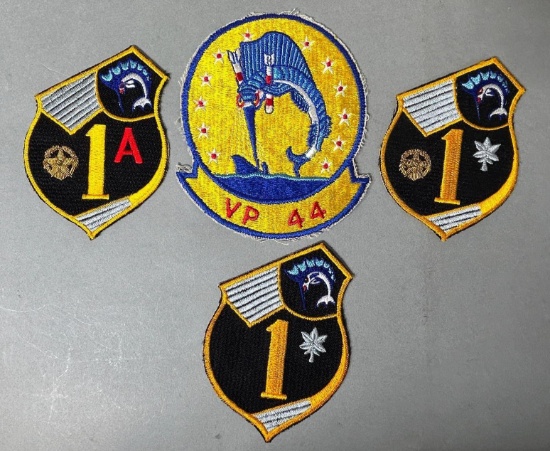 U.S. Navy VP 44 Patrol Squadron patch & 3 Japanese Made Officer Jacket - Flight Suit Patches.
