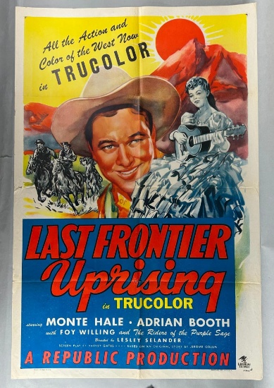 Vintage Movie Poster 1947 " Last Frontier Uprising" Monte Hale Adrian Booth