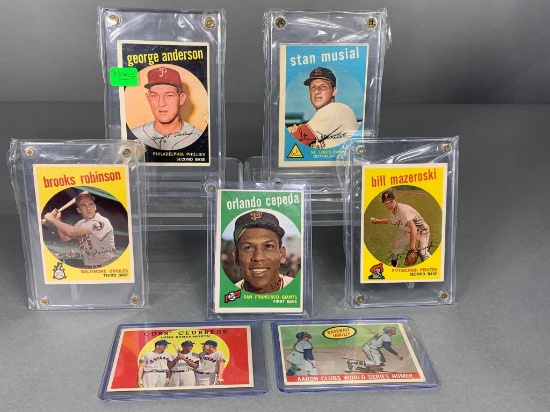 1959 Topps Star lot w/ Musial, Banks, Aaron, Cepeda, Maz, B. Robinson, Anderson