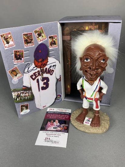 Charlie Sheen signed display w/ Cerrano figurine, JSA